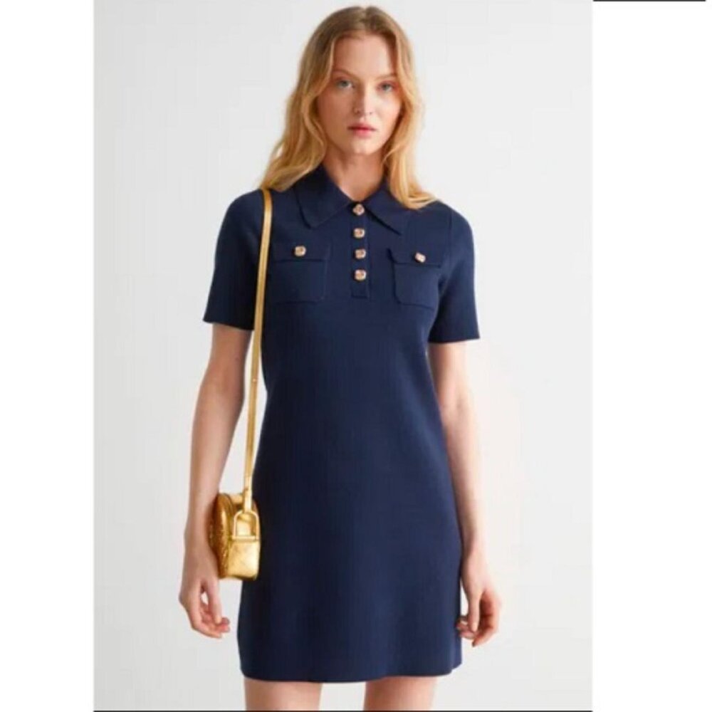 & OTHER STORIES Mini Polo Dress in Navy size S